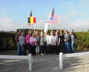 Relatives of B-17 Susan Ruth crew members pilot Howard Snyder, co-pilot George Eike, bombardier Richard Daniels, and ball turret gunner, Louis Colwart.