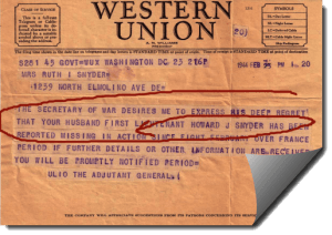 1944 Western Union Missing In Action Feb 23 Telegram