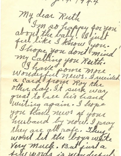 Handwritten letter from Steve Snyder to Ruth, expressing happiness, news, and personal updates.