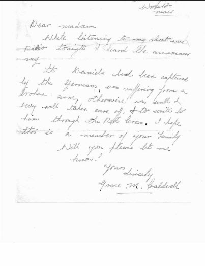 Letter from Steve Snyder author discussing WWII hero Neil Snyder.