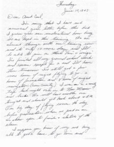 Longest letter handwritten by Steve Snyder, author, about his book and experiences, on June 19, 1943.