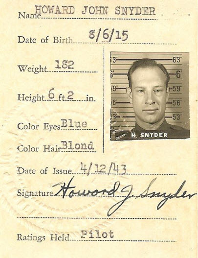 Howard John Snyder author photo, vintage mugshot of Howard Snyder from WWII era, focuses on his biography and historical research.