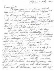 Extravagant letter handwritten, September 2, 1943, exploring Stewart's military experience, it enhances historical and personal storytelling.